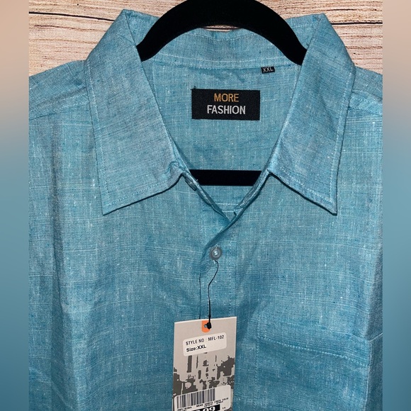 4/$25 NWT Men’s Blue Button Down Shirt Size XXL - Picture 6 of 13